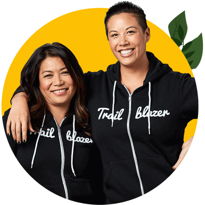 a couple of women smiling